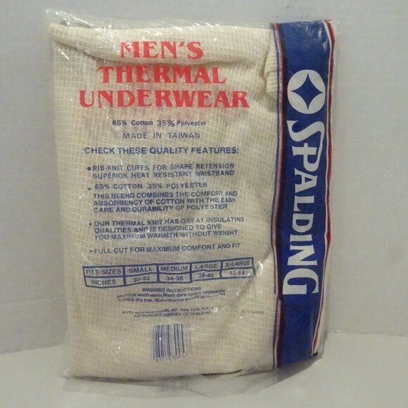 Spalding Men's Thermal Underwear Vintage Ankle Length With Fly Front Size L NOS - Picture 2 of 2